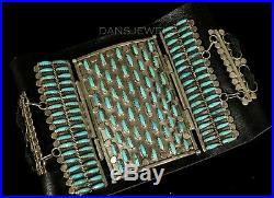 Vintage Old Pawn Navajo Needlepoint Turquoise Lavell Byjoe Sterling Bow Guard