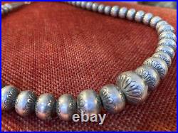 Vintage Old Pawn Navajo Pearls Sterling Silver Bench Beads Necklace 18