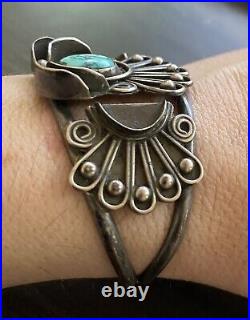 Vintage Old Pawn Navajo Sterling Silver Turquoise Bracelet
