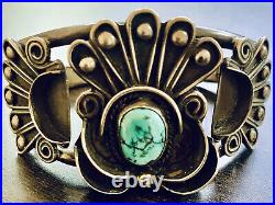Vintage Old Pawn Navajo Sterling Silver Turquoise Bracelet