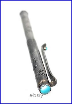 Vintage Old Pawn Navajo Sterling Silver & Turquoise Pen