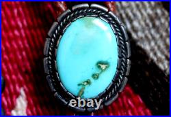 Vintage ROYSTON TURQUOISE BOLO sterling silver Navajo old pawn signed IHMSS