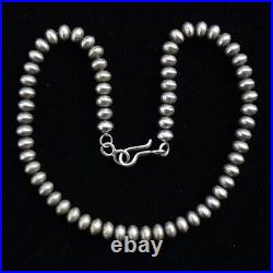 Vintage SMALL SIZE 14 Navajo Pearls Necklace Sterling Silver 43 Grams Handmade