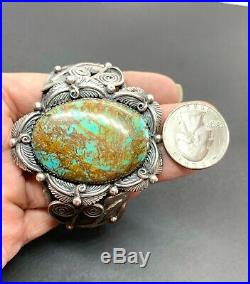 Vintage Signed Navajo Sterling Silver Royston Turquoise Cuff Bracelet 7 65 Gram