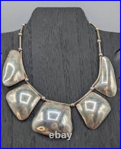 Vintage Southwestern Navajo Sterling Silver Panel Necklace Maker Signed