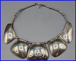 Vintage Southwestern Navajo Sterling Silver Panel Necklace Maker Signed
