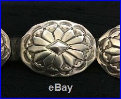 Vintage Sterling 16 Silver Concho Belt Fred Harvey Era