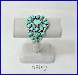 Vintage Sterling Cuff Bracelet Turquoise Navajo Style Southwestern Handcrafted