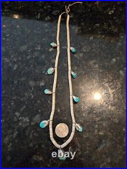 Vintage Sterling Navajo Heshi and turquoise blossom necklacee