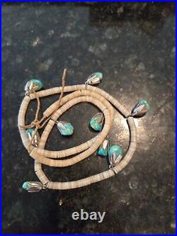 Vintage Sterling Navajo Heshi and turquoise blossom necklacee