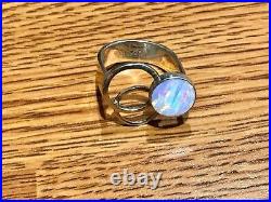 Vintage Sterling Silver 925 Navajo James Shay Native American Ring Large Opal 7