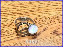 Vintage Sterling Silver 925 Navajo James Shay Native American Ring Large Opal 7