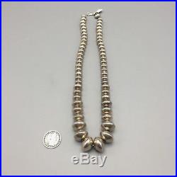 Vintage Sterling Silver Bead Navajo Pearls Necklace Signed