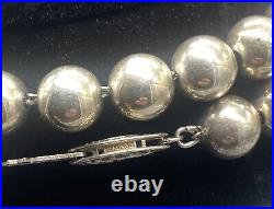 Vintage Sterling Silver Graduated Navajo Pearls Necklace 30 Inches Stamped