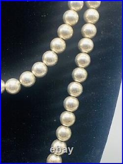 Vintage Sterling Silver Graduated Navajo Pearls Necklace 30 Inches Stamped