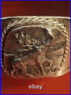 Vintage Sterling Silver Moose Cuff Bracelet 87.9g signed Navajo James Shay J S
