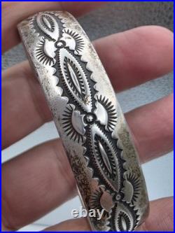 Vintage Sterling Silver Native American Tsm Cuff Bracelet