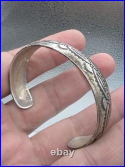 Vintage Sterling Silver Native American Tsm Cuff Bracelet