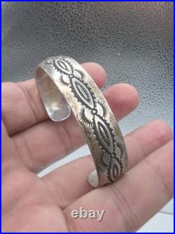 Vintage Sterling Silver Native American Tsm Cuff Bracelet