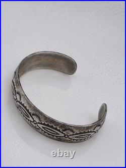 Vintage Sterling Silver Native American Tsm Cuff Bracelet