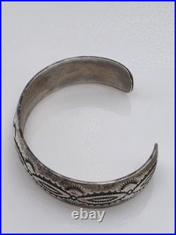 Vintage Sterling Silver Native American Tsm Cuff Bracelet