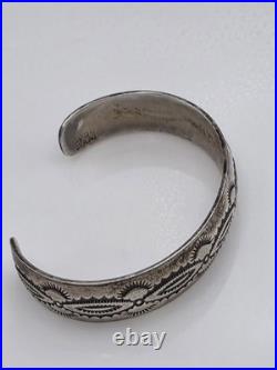 Vintage Sterling Silver Native American Tsm Cuff Bracelet