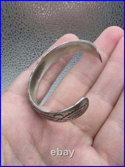 Vintage Sterling Silver Native American Tsm Cuff Bracelet