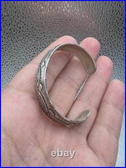 Vintage Sterling Silver Native American Tsm Cuff Bracelet