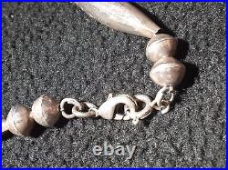 Vintage Sterling Silver Navajo Bench Necklace Beaded Jewelry