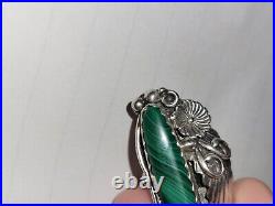 Vintage Sterling Silver Navajo Elongated Green Malachite Ring. 10 ounces SIZE 5