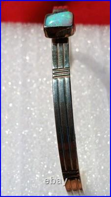 Vintage Sterling Silver Opal 6 Cuff Bracelet + Sterling Silver Opal Ring