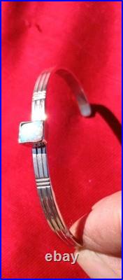 Vintage Sterling Silver Opal 6 Cuff Bracelet + Sterling Silver Opal Ring