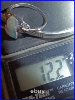 Vintage Sterling Silver Opal 6 Cuff Bracelet + Sterling Silver Opal Ring