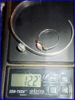 Vintage Sterling Silver Opal 6 Cuff Bracelet + Sterling Silver Opal Ring