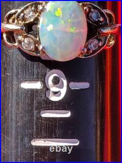 Vintage Sterling Silver Opal 6 Cuff Bracelet + Sterling Silver Opal Ring