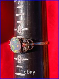 Vintage Sterling Silver Opal 6 Cuff Bracelet + Sterling Silver Opal Ring
