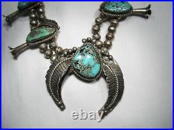 Vintage Sterling Silver & Turquoise Squash Blossom Necklace Needs Rethread C2509