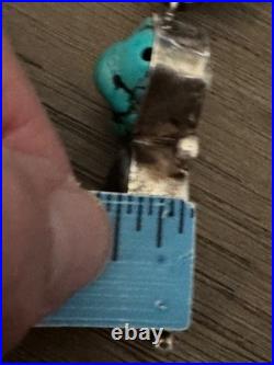 Vintage Sterling Silver with Turquoise Nugget Pendant on Leather Necklace