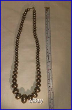 Vintage Sterling silver handmade Helen Chee 24' Navajo Bead 145gram Necklace