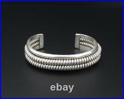 Vintage Tahe Navajo Sterling Silver Rope Wide Cuff Bracelet 6.75 45g BS2471