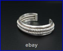 Vintage Tahe Navajo Sterling Silver Rope Wide Cuff Bracelet 6.75 45g BS2471