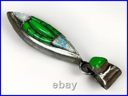 Vintage Teddy Goodluck Navajo Sterling Silver Gaspeite & Opal Inlay Pendant TG