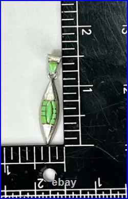 Vintage Teddy Goodluck Navajo Sterling Silver Gaspeite & Opal Inlay Pendant TG