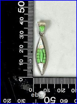 Vintage Teddy Goodluck Navajo Sterling Silver Gaspeite & Opal Inlay Pendant TG