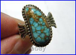 Vintage Terry Martinez NAVAJO Sterling Silver Carico Lake Turquoise Ring sz 7.5