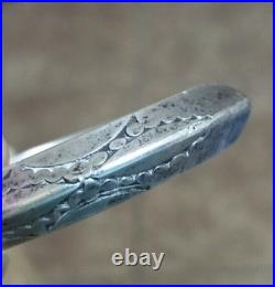Vintage Unsigned Navajo Sterling Silver Heavy Etched Cuff Bracelet 50.9g