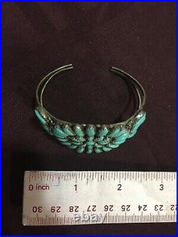 Vintage Zuni Petit Point Sterling silver Turquoise Cuff Bracelet Navajo Native