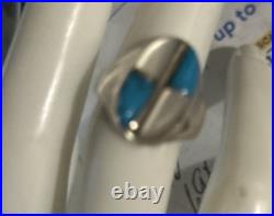 Vintage Zuni Ring of Inlay Turquoise Mother of Pearl Size 6.5 good luck