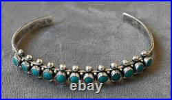 Vintage Zuni Sterling & Royston Turquoise Petit Point Cuff Bracelet 6 5/8 wearb