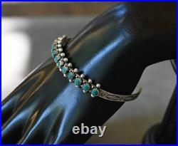 Vintage Zuni Sterling & Royston Turquoise Petit Point Cuff Bracelet 6 5/8 wearb